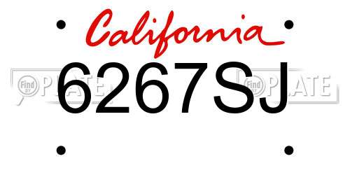 6267SJ California License Plate