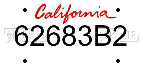 62683B2 California License Plate