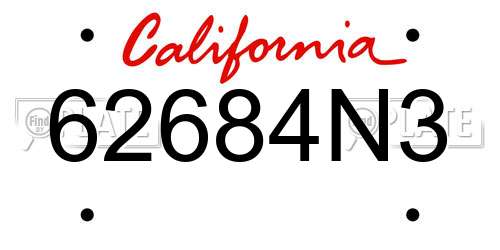 62684N3 California License Plate