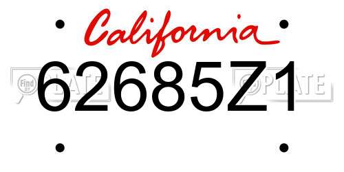 62685Z1 California License Plate