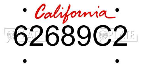 62689C2 California License Plate