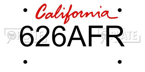 626AFR California License Plate