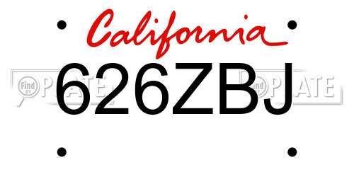626ZBJ California License Plate