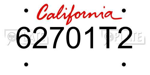 62701T2 California License Plate