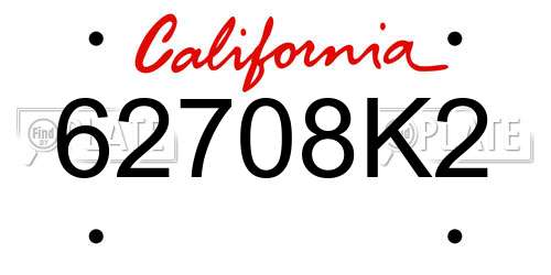 62708K2 California License Plate