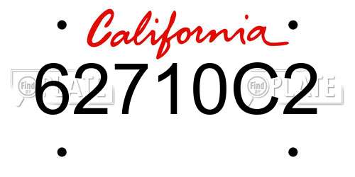 62710C2 California License Plate