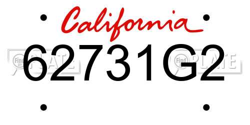 62731G2 California License Plate