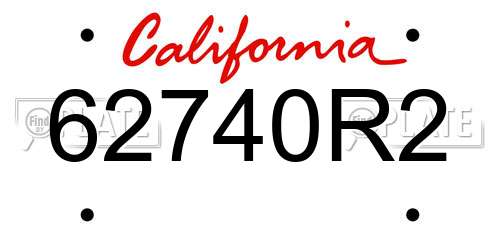 62740R2 California License Plate