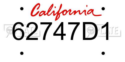 62747D1 California License Plate