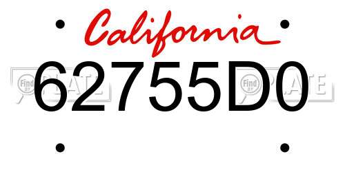 62755D0 California License Plate