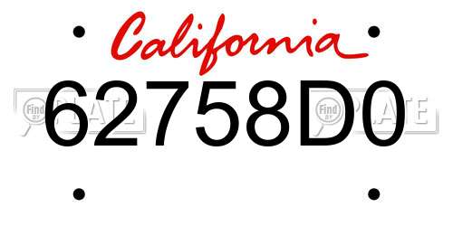 62758D0 California License Plate