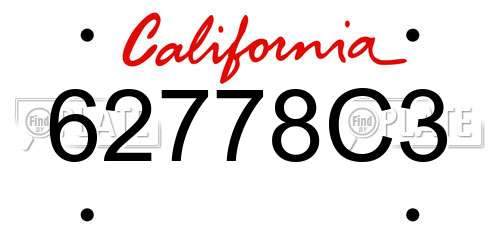 62778C3 California License Plate
