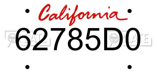 62785D0 California License Plate
