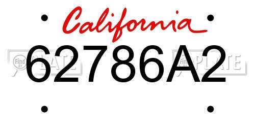 62786A2 California License Plate