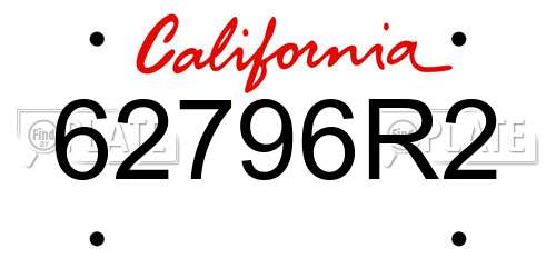 62796R2 California License Plate