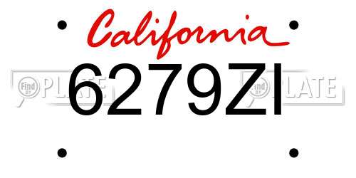 6279ZI California License Plate