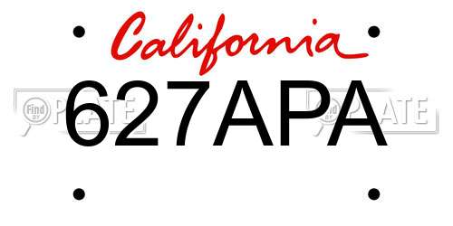 627APA California License Plate