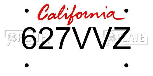 627VVZ California License Plate