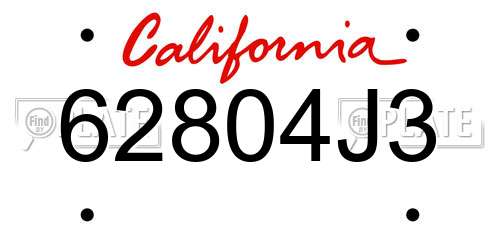 62804J3 California License Plate