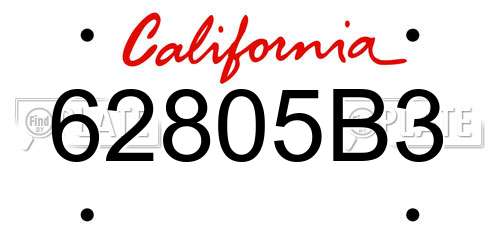 62805B3 California License Plate
