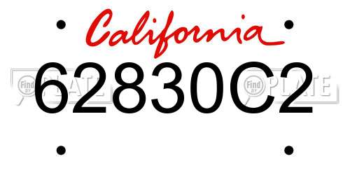 62830C2 California License Plate