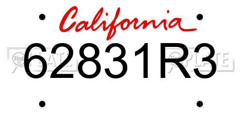 62831R3 California License Plate