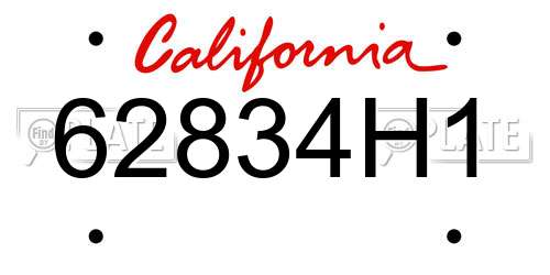 62834H1 California License Plate