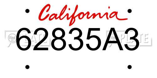 62835A3 California License Plate