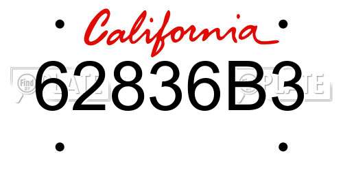 62836B3 California License Plate