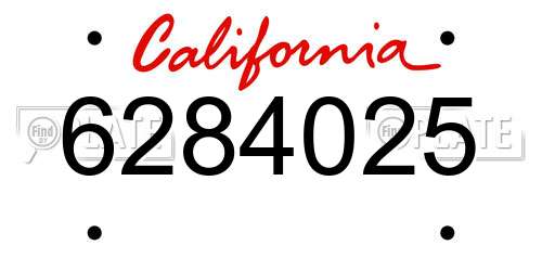 6284025 California License Plate