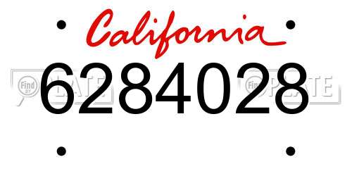 6284028 California License Plate