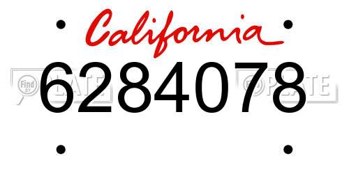 6284078 California License Plate