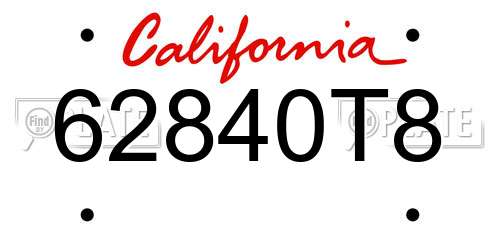 62840T8 California License Plate