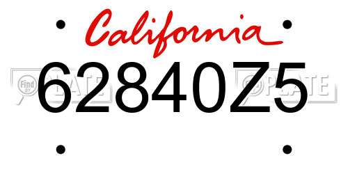 62840Z5 California License Plate