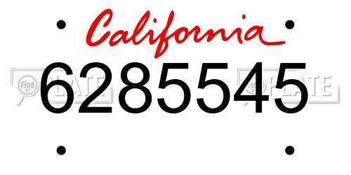 6285545 California License Plate