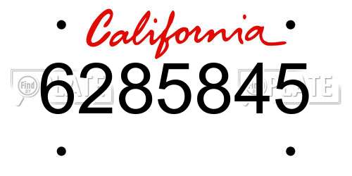 6285845 California License Plate