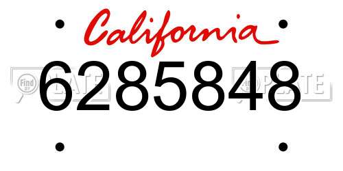 6285848 California License Plate