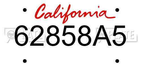 62858A5 California License Plate