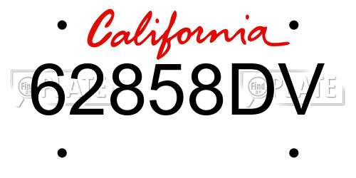 62858DV California License Plate