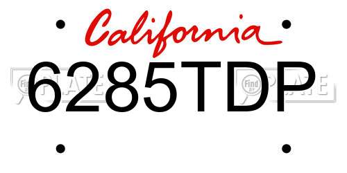 6285TDP California License Plate