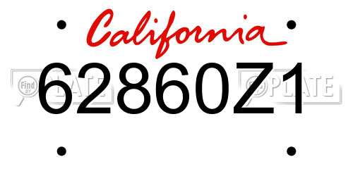 62860Z1 California License Plate