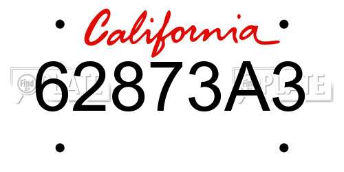 62873A3 California License Plate