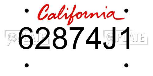 62874J1 California License Plate