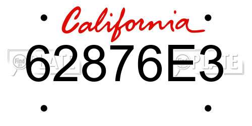 62876E3 California License Plate