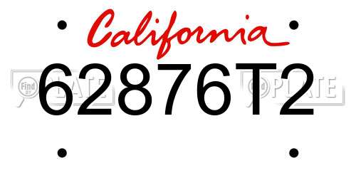 62876T2 California License Plate