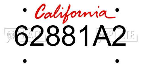 62881A2 California License Plate