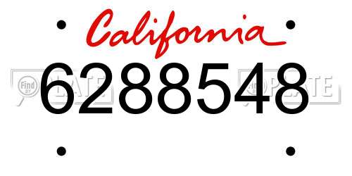 6288548 California License Plate