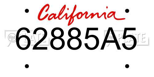 62885A5 California License Plate