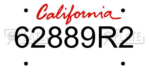 62889R2 California License Plate