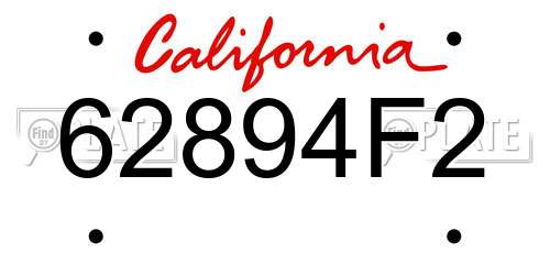 62894F2 California License Plate